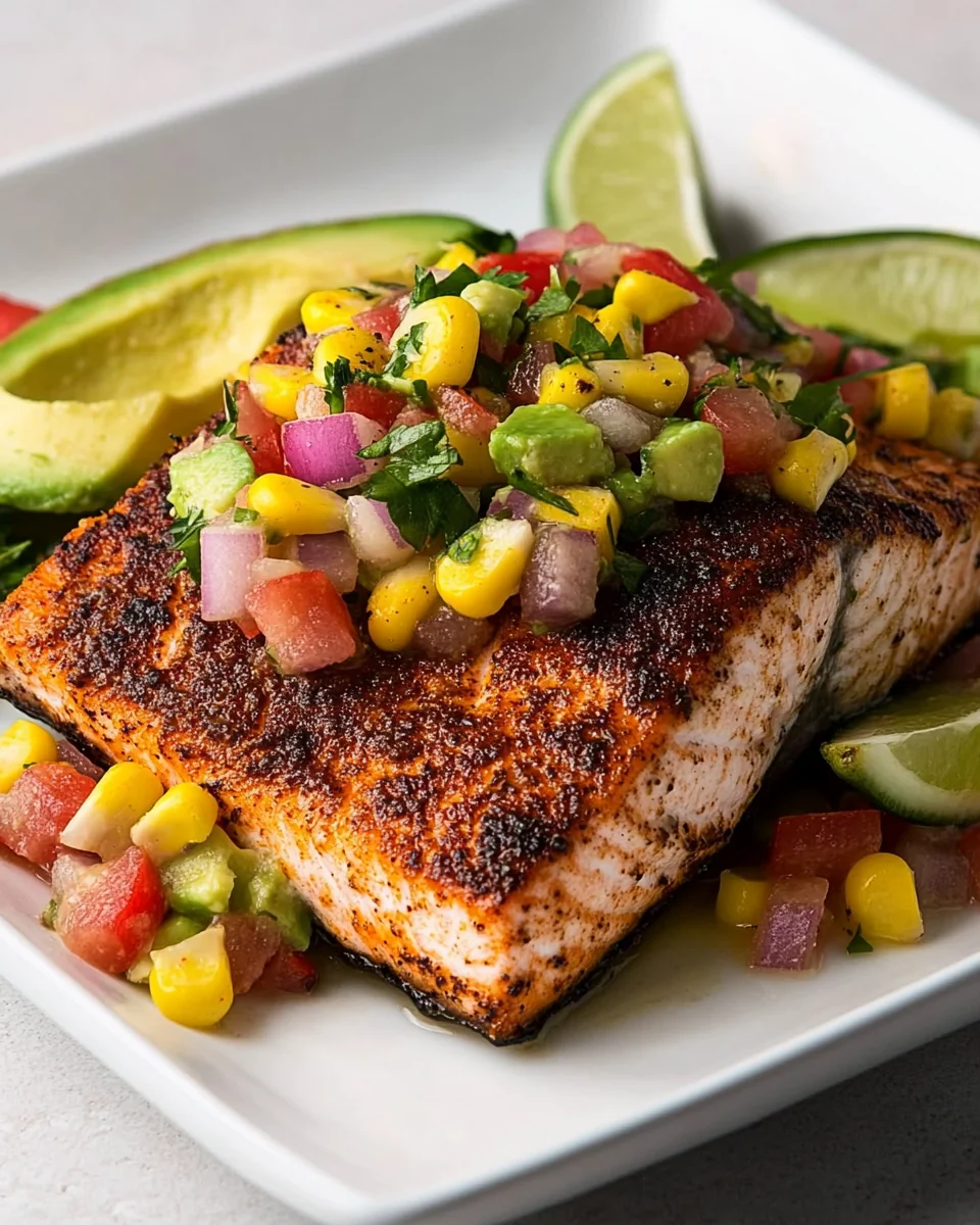 Blackened Salmon with Fresh Avocado Corn Salsa - additional image