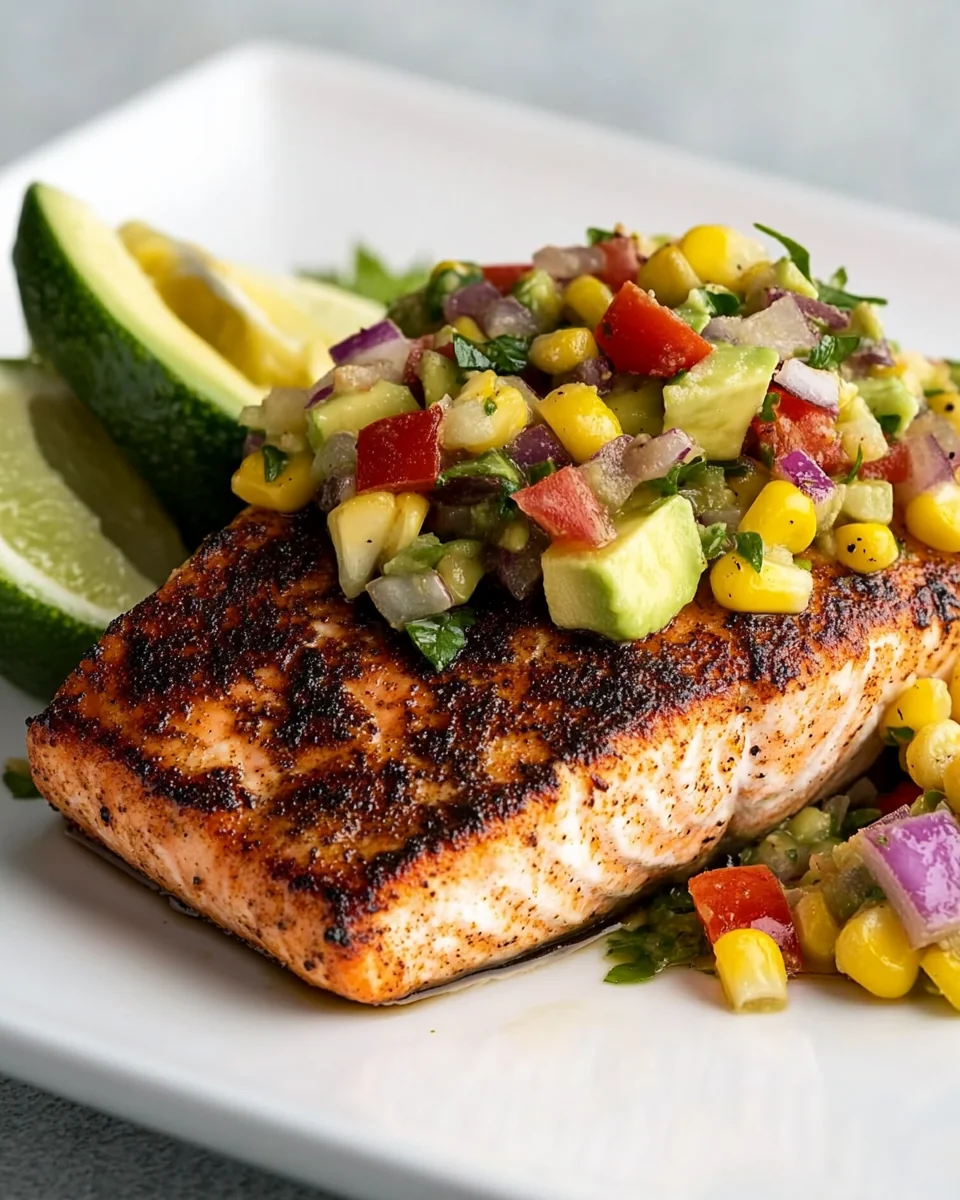 Blackened Salmon with Fresh Avocado Corn Salsa - additional image