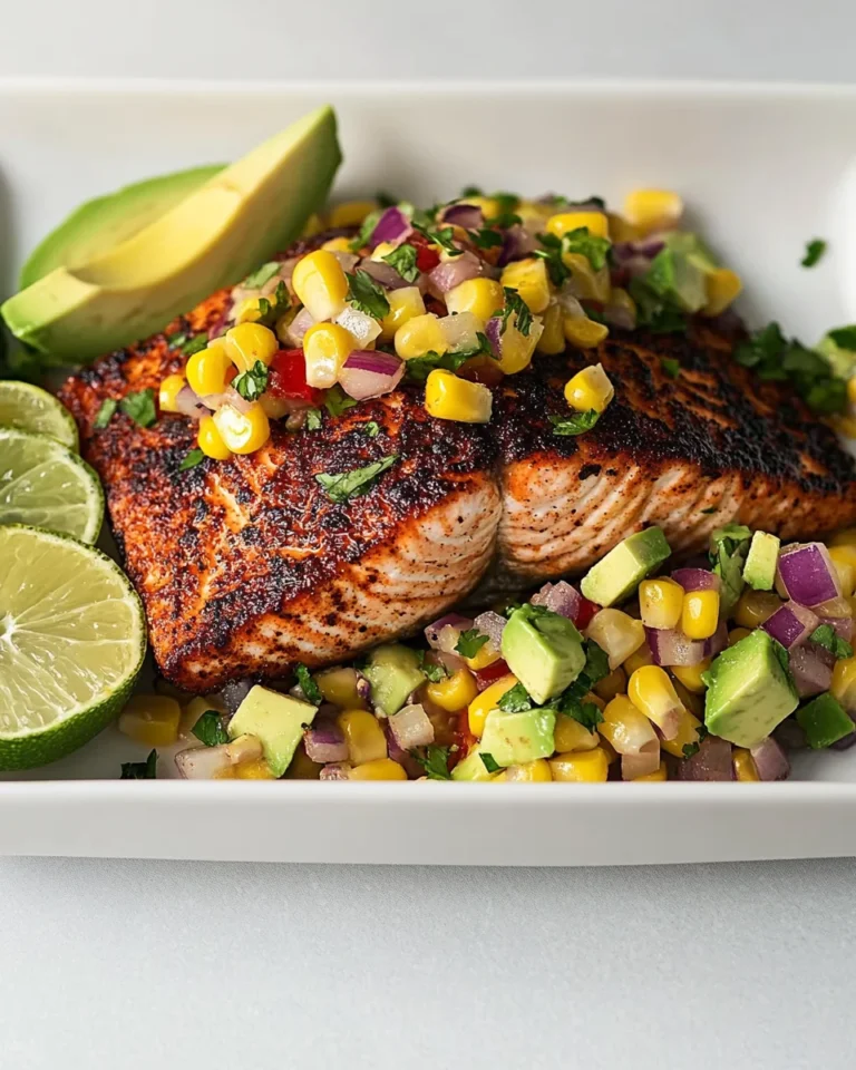 Blackened Salmon with Fresh Avocado Corn Salsa
