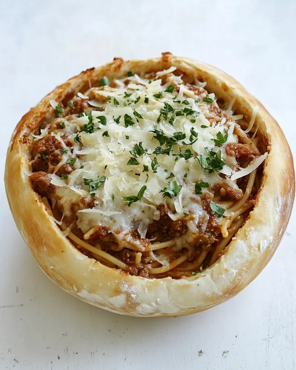 Homemade Spaghetti in a Crispy Bread Bowl - additional image