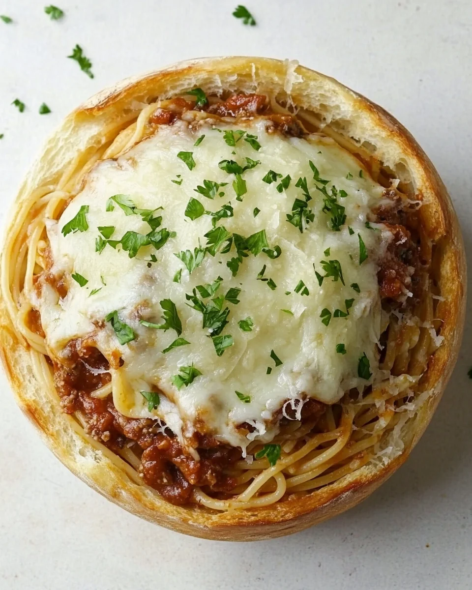 Homemade Spaghetti in a Crispy Bread Bowl - additional image