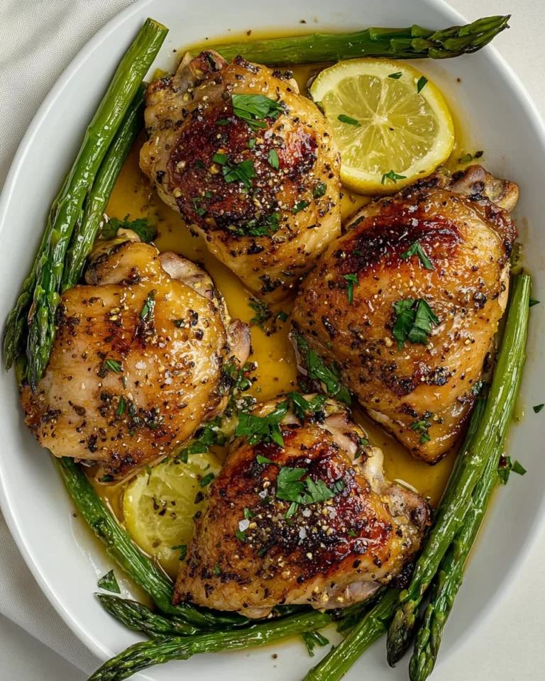 Garlic Butter Chicken Thighs with Fresh Asparagus