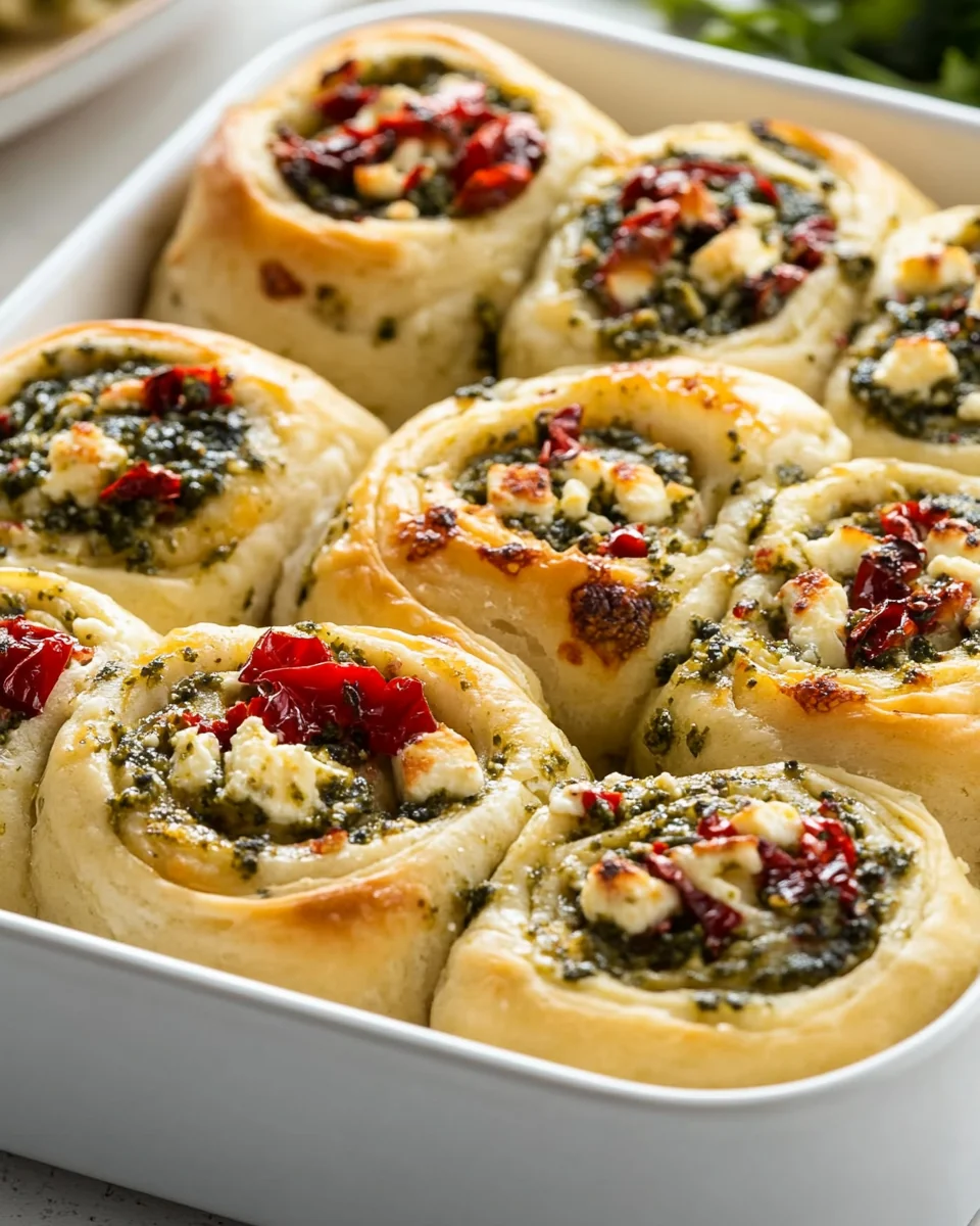 Savory Homemade Pesto Feta Rolls - additional image